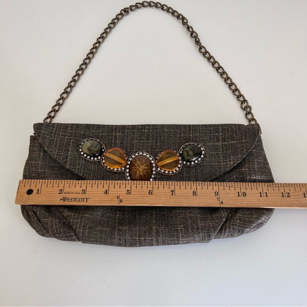 Chico’s Embellished Linen Foldover Clutch bag - Picture 9 of 10